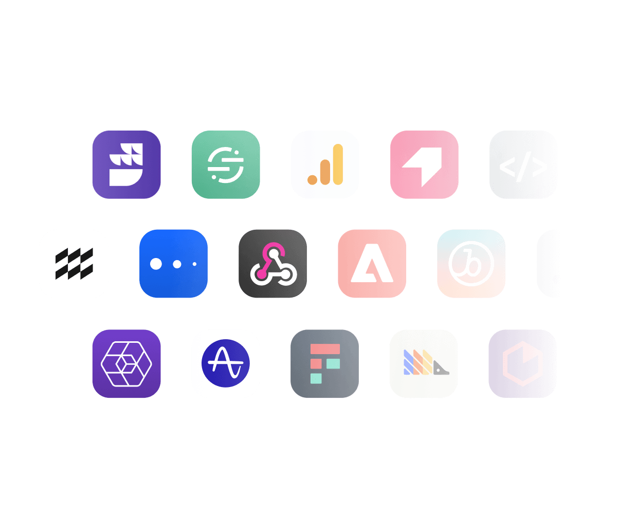 Logos of tools that integrate with Avo, Segment, Mixpanel, Rudderstack, Google Analytics, Posthog, mParticle and more